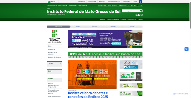 Security scan screenshot of https://www.ifms.edu.br/