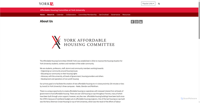 Security scan screenshot of https://housing.info.yorku.ca