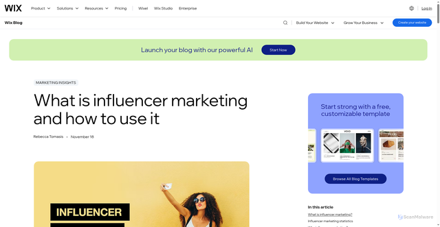 Security scan screenshot of https://www.wix.com/blog/what-is-influencer-marketing