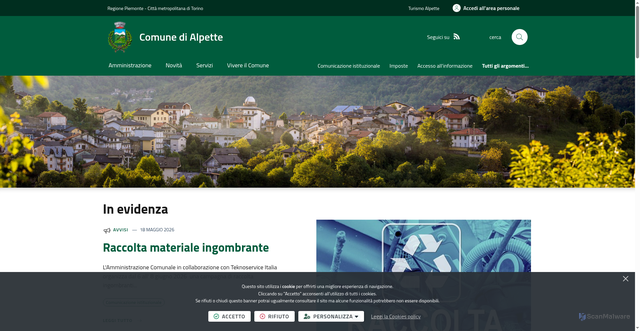 Security scan screenshot of https://www.comune.alpette.to.it