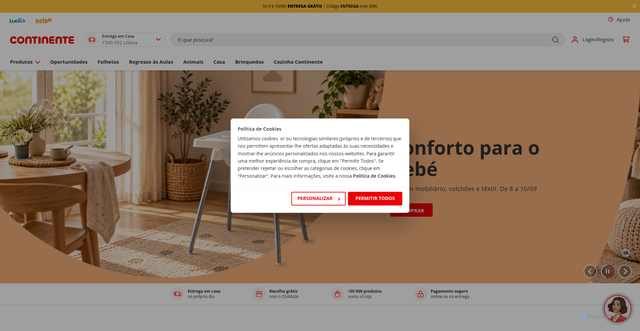 Security scan screenshot of https://www.continente.pt