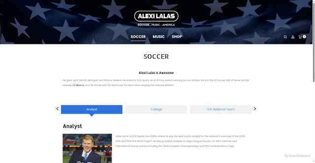 Security scan screenshot of https://alexilalas.net/soccer/