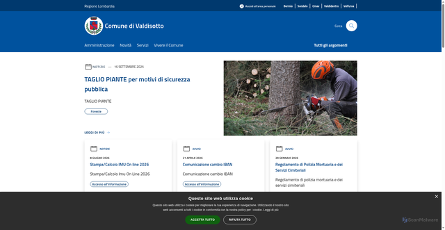 Security scan screenshot of https://www.comune.valdisotto.so.it