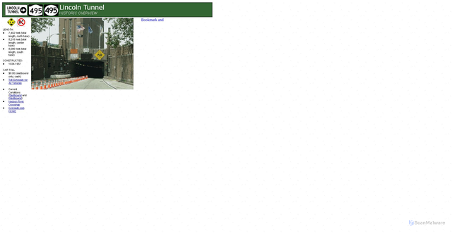 Security scan screenshot of http://www.nycroads.com/crossings/lincoln/
