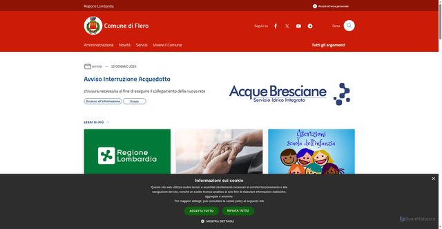 Security scan screenshot of https://www.comune.flero.bs.it/it