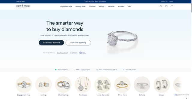 Security scan screenshot of https://www.rarecarat.com