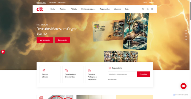 Security scan screenshot of https://ctt.pt