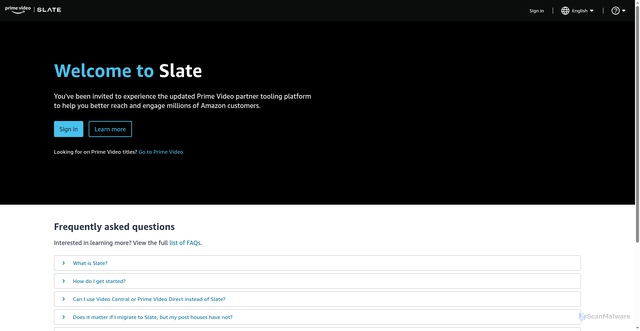 Security scan screenshot of https://slate.amazon.com
