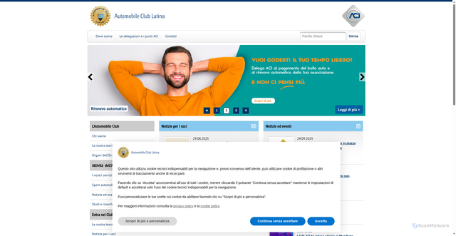 Security scan screenshot of https://latina.aci.it/