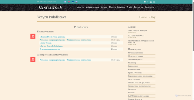 Security scan screenshot of http://vanillasky.ee/ru/for/puhdistava