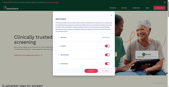 Security scan screenshot of https://neurotrack.com