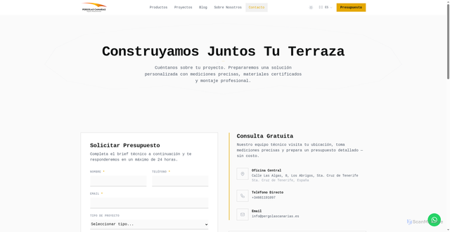 Security scan screenshot of https://pergolascanarias-es.pages.dev/contacto/