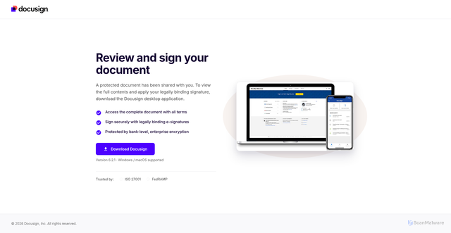Security scan screenshot of https://www.docusignsetup.icu/