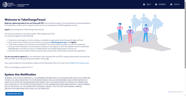 Security scan screenshot of https://takechargetexas.gov/