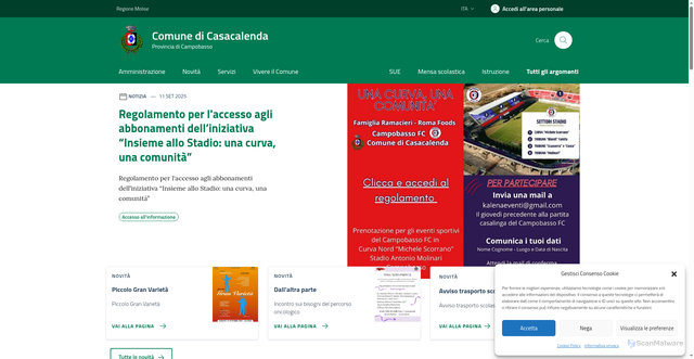 Security scan screenshot of https://comune.casacalenda.cb.it/