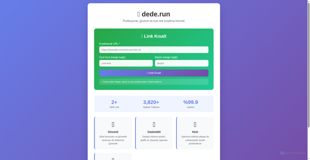 Security scan screenshot of https://dede.run/
