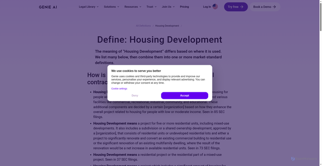 Security scan screenshot of https://www.genieai.co/en-us/define/housing-development