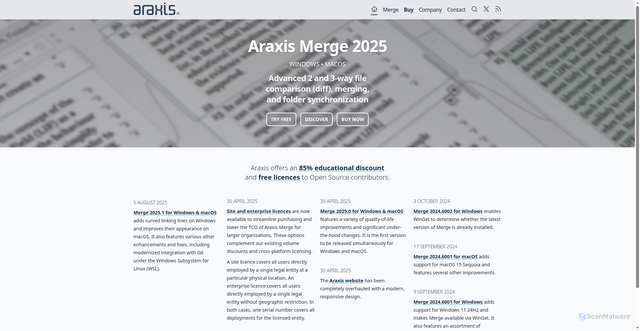 Security scan screenshot of https://araxis.com