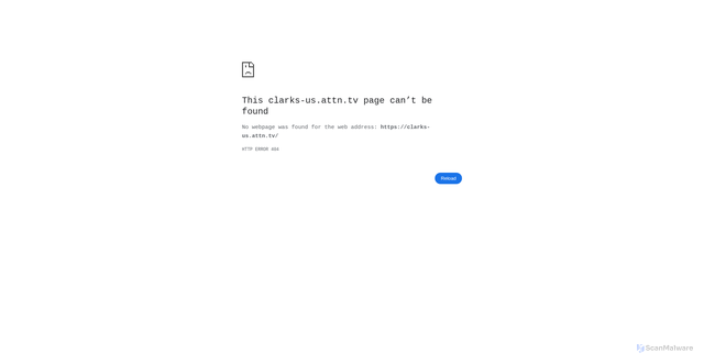 Security scan screenshot of https://clarks-us.attn.tv