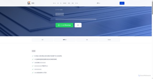 Security scan screenshot of https://leadingtopunion.com/zh/commodity-steel/alloy-steel-plate.html