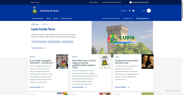 Security scan screenshot of https://www.comune.lusia.ro.it
