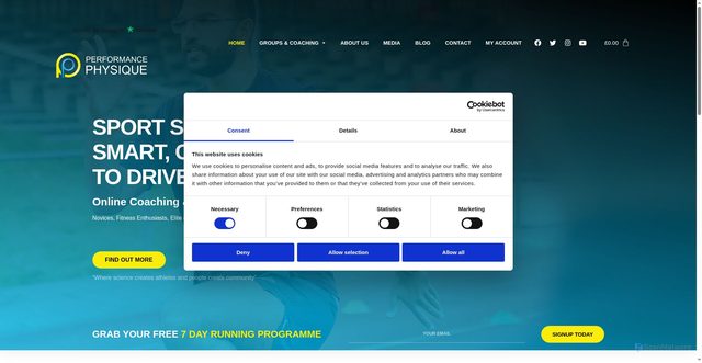 Security scan screenshot of https://performancephysique.co.uk/
