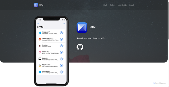 Security scan screenshot of https://getutm.app/