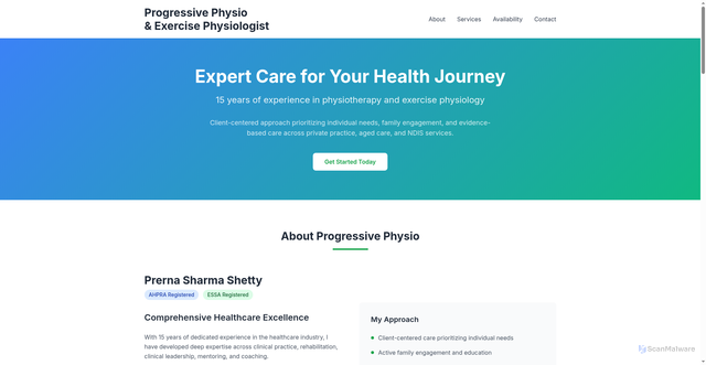 Security scan screenshot of http://progressivephysioandep.pages.dev/