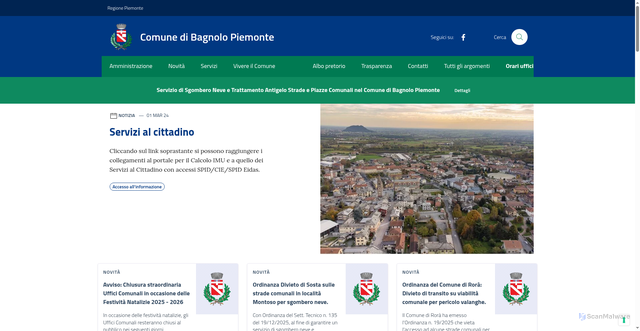 Security scan screenshot of https://www.comune.bagnolo.cn.it/