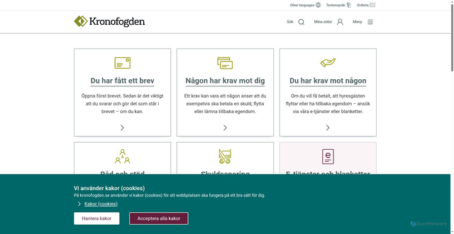 Security scan screenshot of https://www.kronofogden.se/