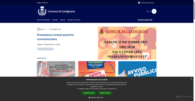 Security scan screenshot of https://www.comune.castignano.ap.it/it