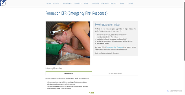 Security scan screenshot of http://djerba-plongee.fr/index.php?page=formation-emergency-first-response
