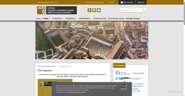 Security scan screenshot of https://www.collegiogeometrimantova.it/