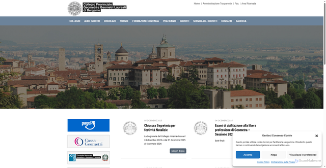 Security scan screenshot of https://collegio.geometri.bg.it/