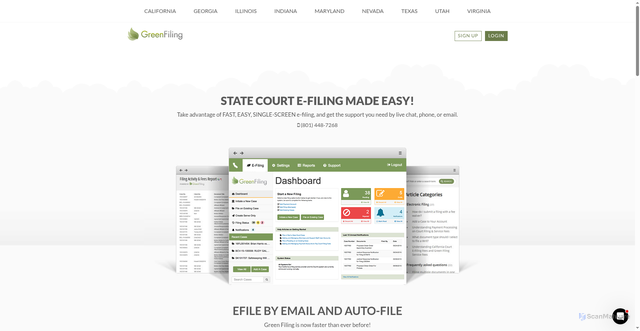 Security scan screenshot of https://greenfiling.com