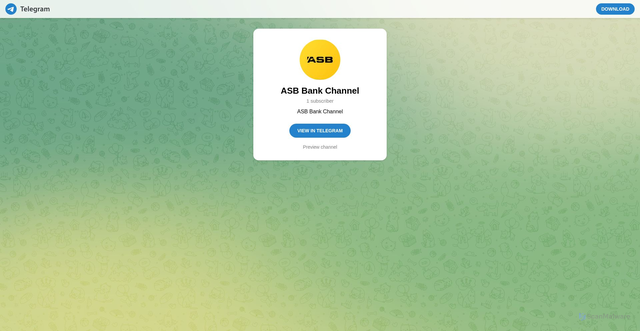 Security scan screenshot of https://t.me/ASB_Bank_Channell