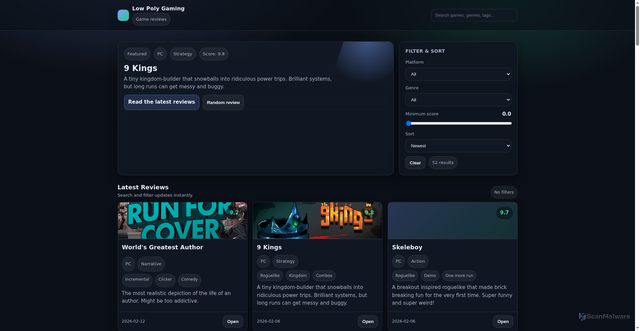 Security scan screenshot of https://lowpolygaming.se
