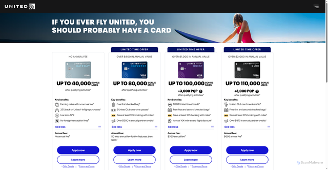 Security scan screenshot of https://theexplorercard.com