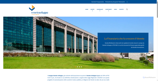 Security scan screenshot of https://www.venetosviluppo.it/