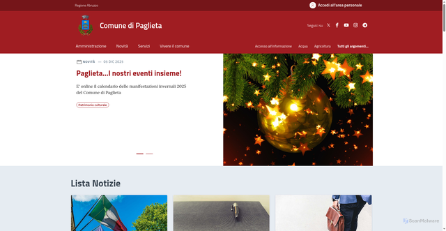 Security scan screenshot of https://comune.paglieta.ch.it/