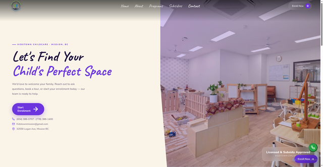Security scan screenshot of https://kidstown-childcare.pages.dev/pages/contact.html