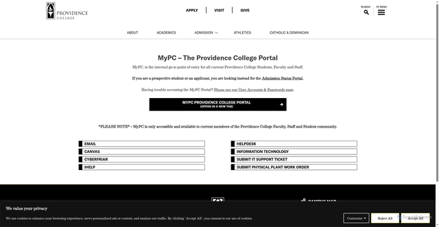 Security scan screenshot of https://www.providence.edu/my-pc/