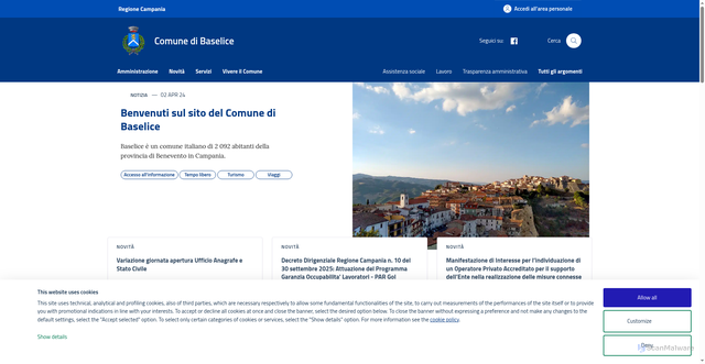Security scan screenshot of https://www.comune.baselice.bn.it/