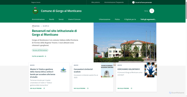 Security scan screenshot of https://www.comune.gorgoalmonticano.tv.it/