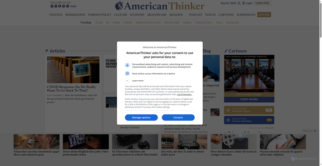 Security scan screenshot of https://americanthinker.com