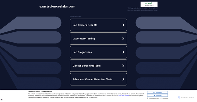 Security scan screenshot of https://exactscienceslabs.com