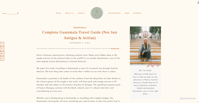 Security scan screenshot of https://sallysees.com/guatemala-travel-guide/