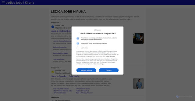 Security scan screenshot of https://ledigajobbikiruna.se