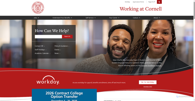Security scan screenshot of https://hr.cornell.edu/home