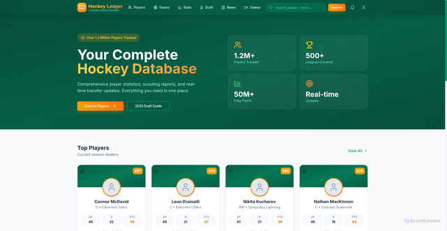 Security scan screenshot of http://hockeyledger.com/